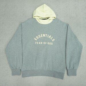 Fear of God Essentials Grey And Yellow Colorblock Hoodie